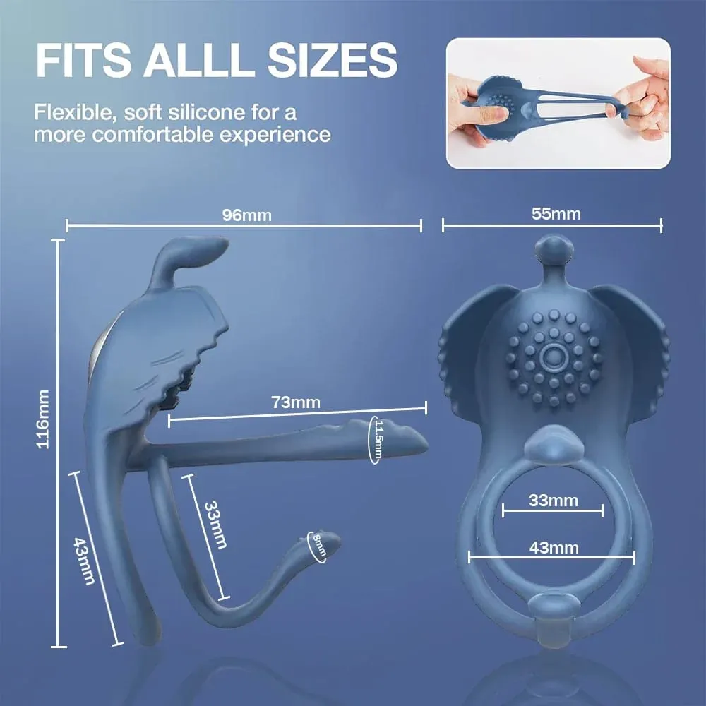 Penis Rings Vibrator for Men 10 Speeds Delay Ejaculation Double Cock Ring 4 in 1 Clitoral Stimulator Adult Sex Toys for Couple — image 5