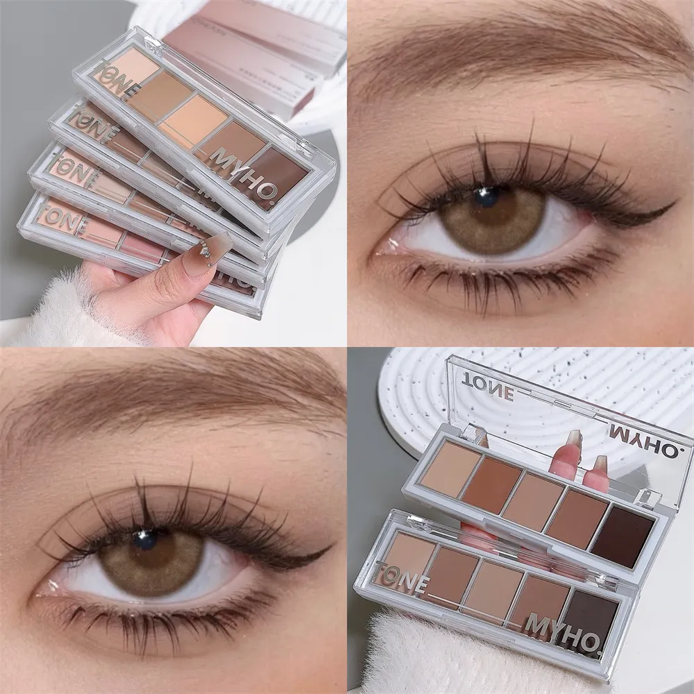 5-color Eyeshadow Palette Matte Natural Brown Portable Bronzers Cosmetic Contouring Shadow Earth Color Eye Shadow Makeup Palette