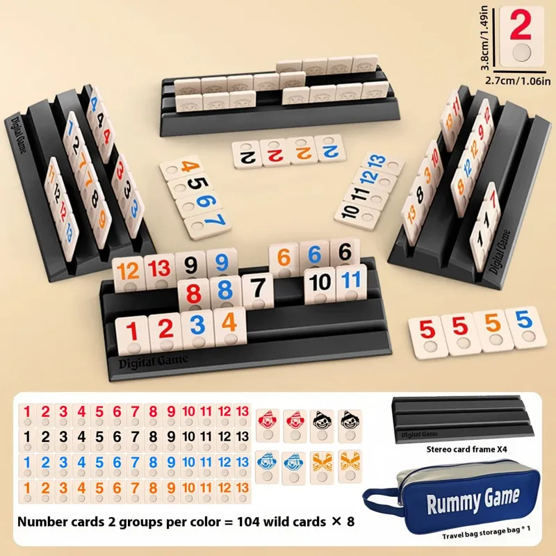 Портативный дорожный игровой набор Cards Deluxe, 112 шт., классические блочные карты, мини-маджонг, веселая настольная игра, подходит для 2-4 игроков