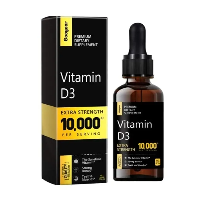 Vitamin D Liquid 10 000 IU Extra Strength Quickly Absorbed Supports Strong Bones with Vitamin C and Calcium 30 ML Net