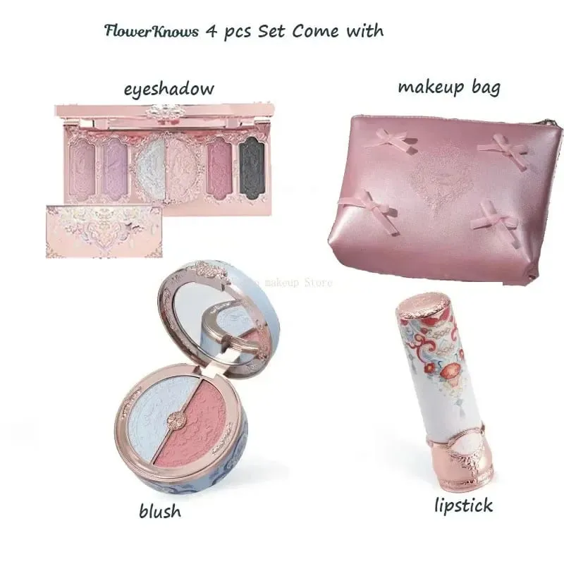 Flowerknows Makeup Set Gift Kit Shimmer Full Box Blush Langdurige fluwelen lipcrème met zakje Kit De Maquiagem — image 8