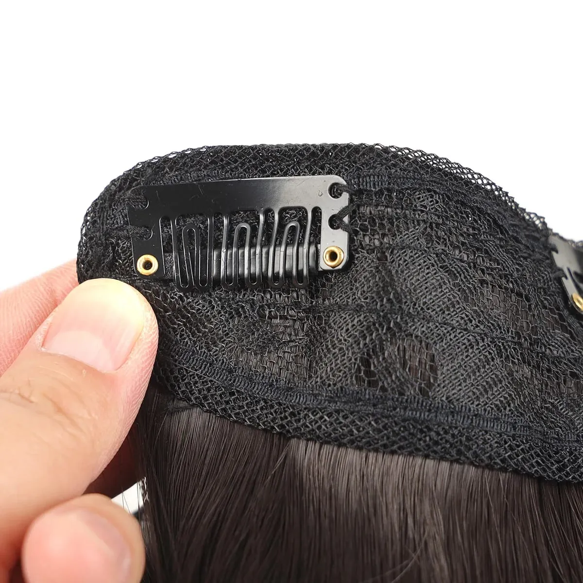 18Inch Synthetic V Long Curly Inner Buckle Hair Extension Black Brown Hairpiece Wig One Piece Straight Hairpi for Women — image 6