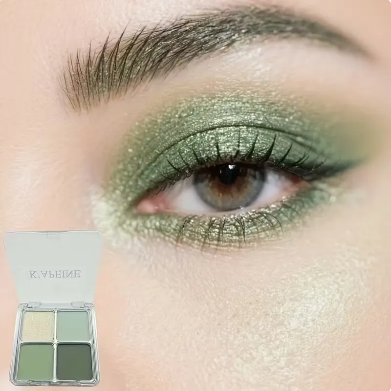 4-Color Green Eye Shadow Tray Low Saturation Palette Matte Korean Eye Makeup Pigment Eyeshadow Tray Lasting Eye Makeup Palette — image 3