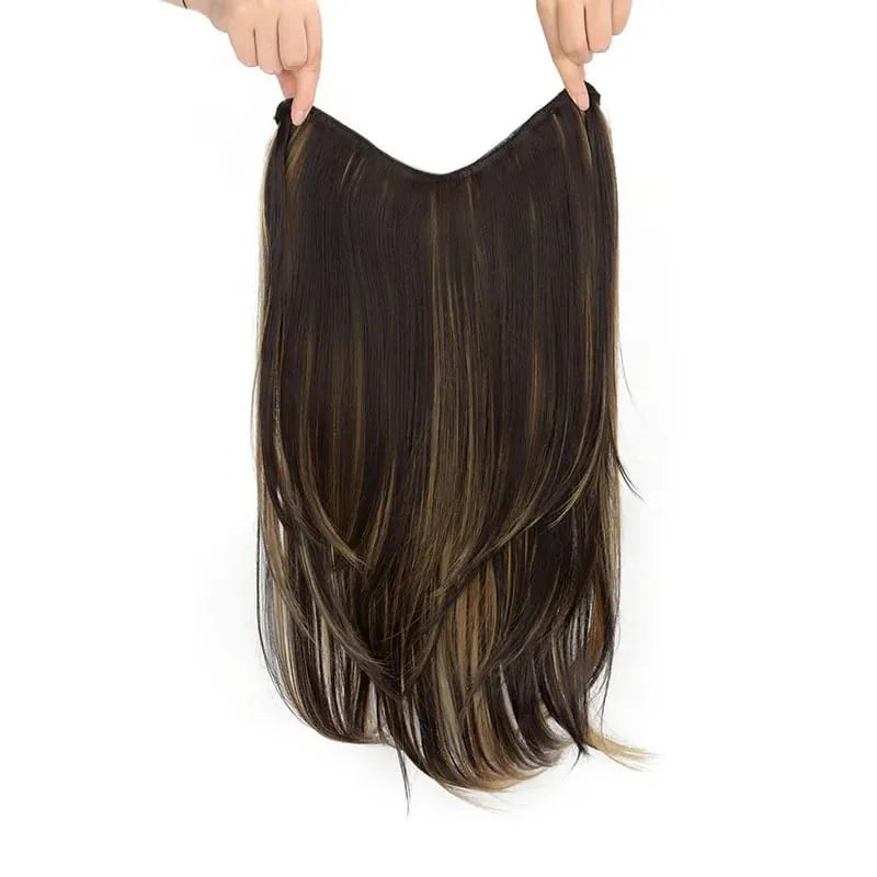 22Inch Synthetic V-Shape Long Straight Hair Extension Layered Hairpiece Natural Invisible Everyday Wear for Women Daily Party — image 11