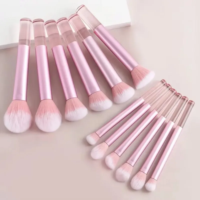 14-Piece Silver Professional Makeup Brush Set | Includes 2 Plush Velvet Puffs + 2 Blending Sponges | Vegan Cruelty-Free Brush Co