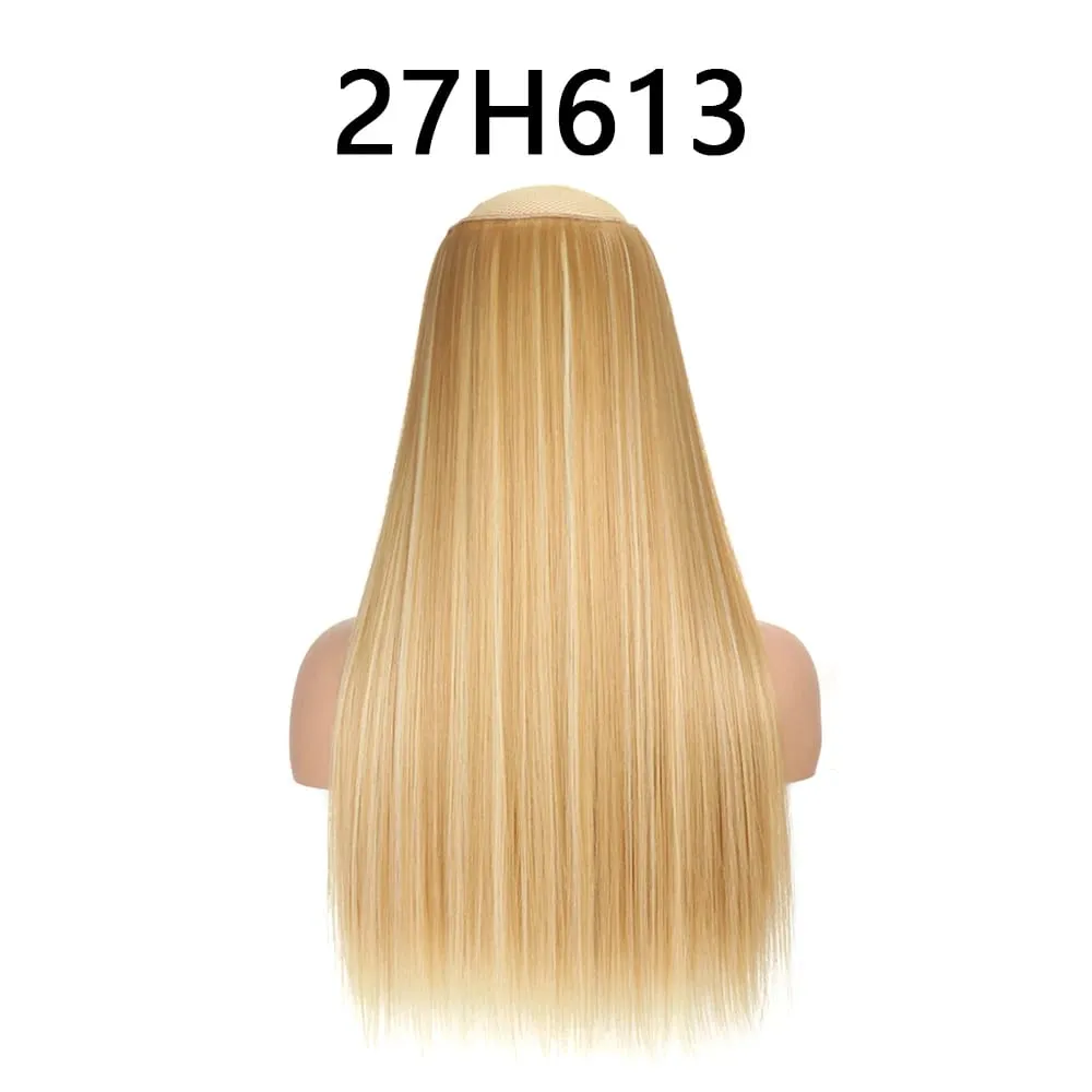 Synthetic 24Inch Hair Extensions OnePiece 5 Clips Long Straight Hairstyle Heat Resistant Fake Hairpiece For Women Natural Brow — image 16