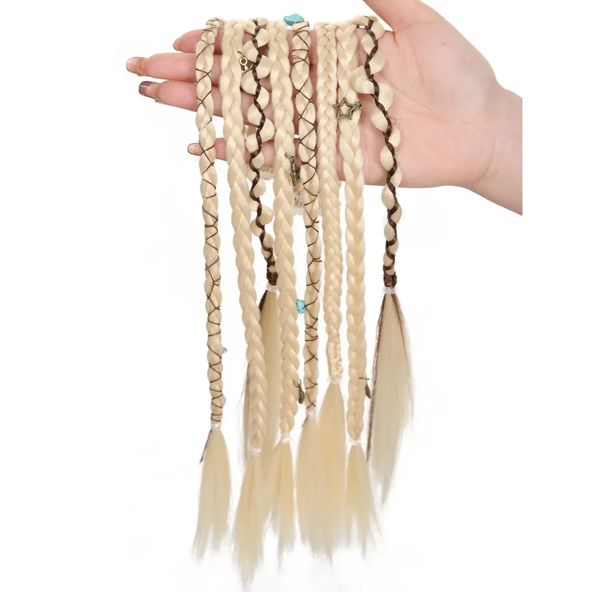 20 Inches Bohemia Clip in Hair Extensions Handmade Synthetic Weaving Clip-on Long Braid Fairy Hair Extensions for Women — image 6
