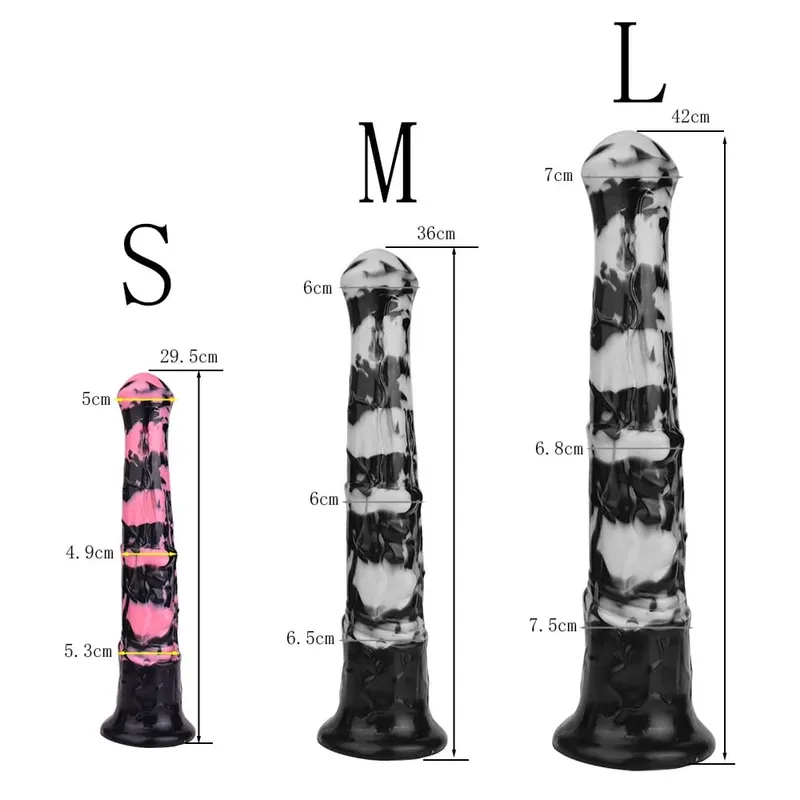 3 size S M L Colorful Large Long Silicone Fantasy Horse Dildo With Suction Cup Anal Dildo Penis Sex Toys for Women Men — image 7
