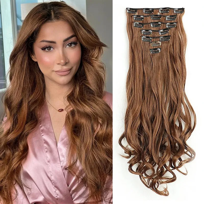 Synthetic Clip in Hair Extensions Purple hairpieces 7pcs/set 22inch Thick Hair for Women Girls Daily Party Cosplay — image 13