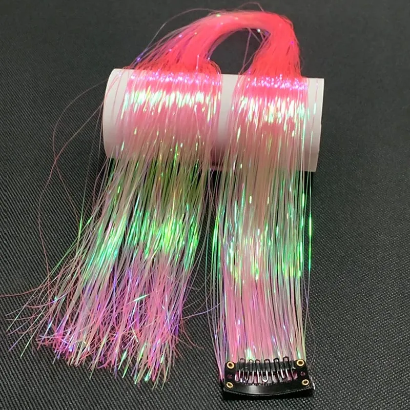 24Inch Synthetic Hair Tinsel Clip In Glitter Tinsel Hair Extensions Clip In Sparkle Hair Accessories for Girls Women — image 16