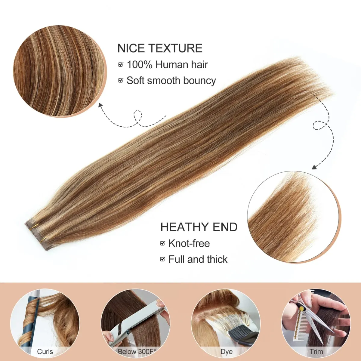 Butterfly Weft Hair Extensions Human Hair Glue-Free Double Invisible Weft with Micro Beads Natural Volume and Length 12-24Inches — image 6