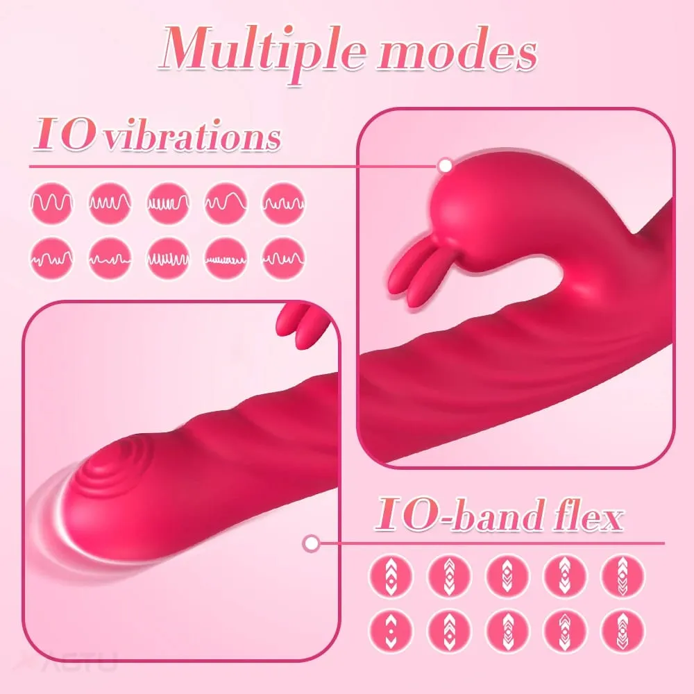 Adult Sex Toy Thrusting Rabbit VIbrator for Women Vibrating Dildo Telescopic G-Spot Clitoris Stimulator Female Masturbator — image 3