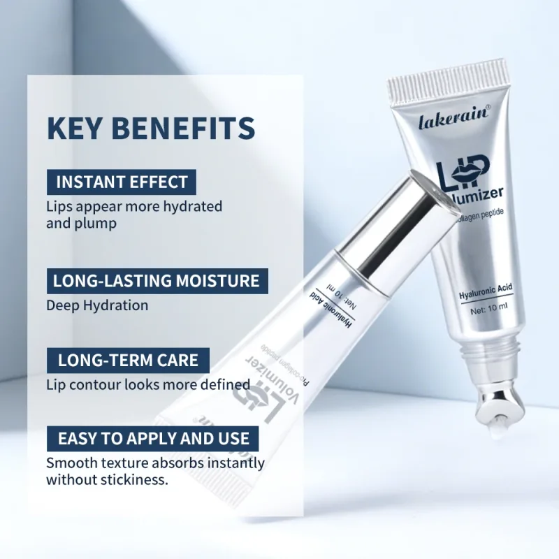 Lakerain Asam Hyaluronic Bibir Instan Menepuk Bibir Minyak Garis Bibir Pengurangan Perawatan Bibir Esensi Lip Gloss Wanita Pelembab Warna Bibir — image 2