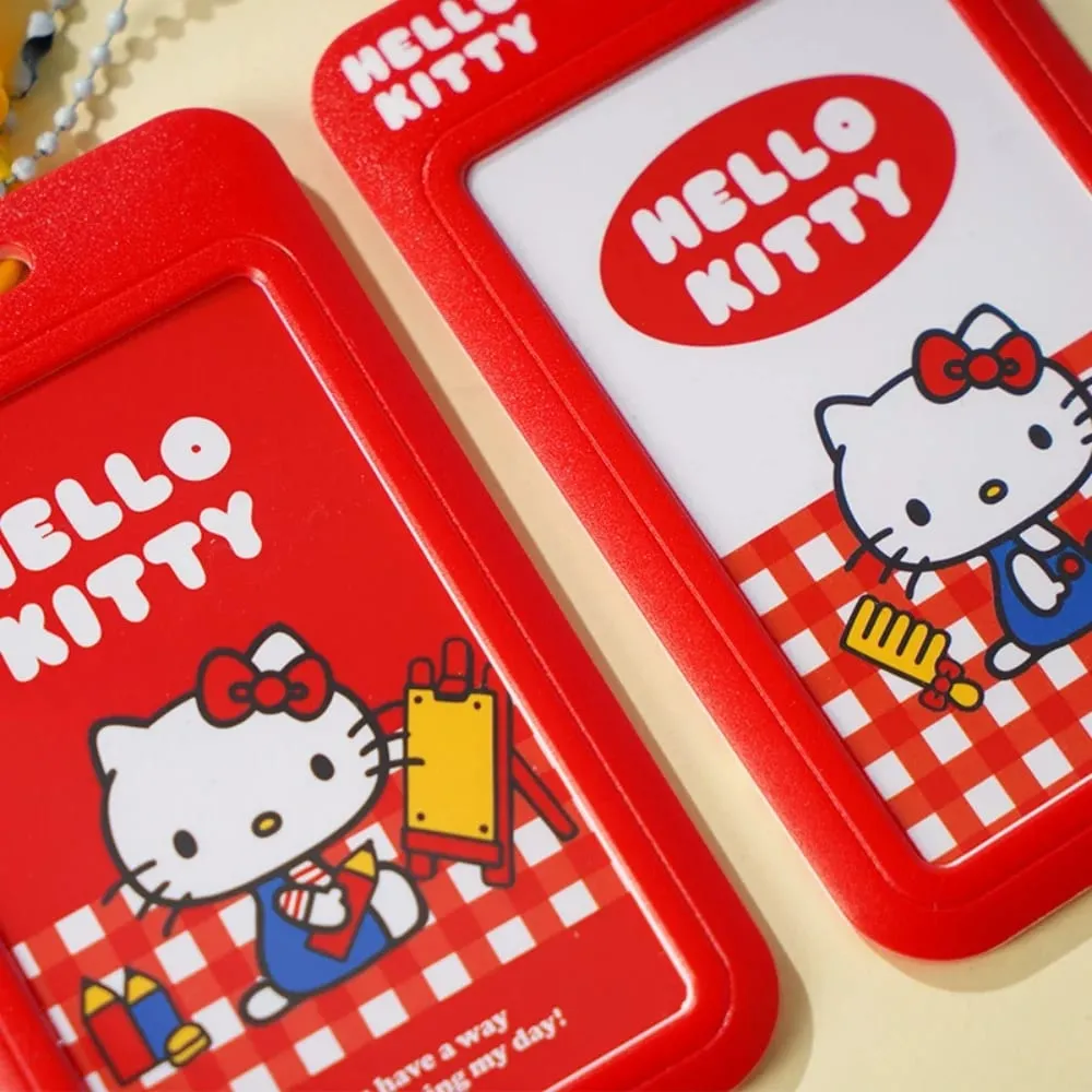 Genuine Sanrio Hello Kitty ID Card Holder Neck Strap Door Badge Holder Lanyards Keychain Work Credential Case Girls Gifts