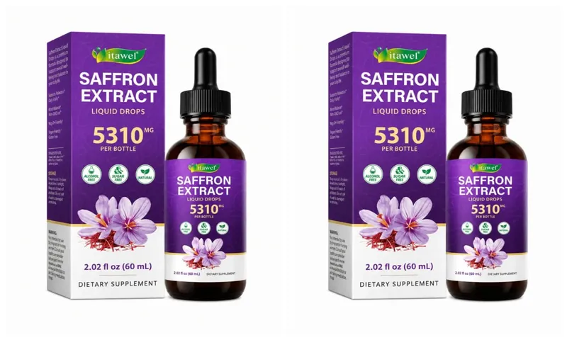 Saffron Extract Liquid Drops 117mg per Serving for Antioxidant Balanced Mood Healthy Sleep & Premenstrual Comfort Support 60ML