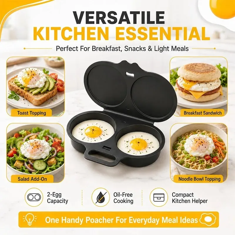 Pentola a vapore per microonde a doppia cavità Cuociuova Friggitrice in plastica per alimenti Stampo per cottura a vapore per uova Accessori da cucina Utensili da cucina