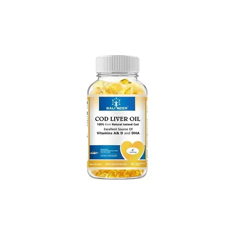 Cápsulas gelatinosas naturais de óleo de fígado de bacalhau - ricas em ômega-3 EPA DHA vitamina A D - apoiam a saúde imunológica das articulações e dos olhos do coração, cérebro — image 8