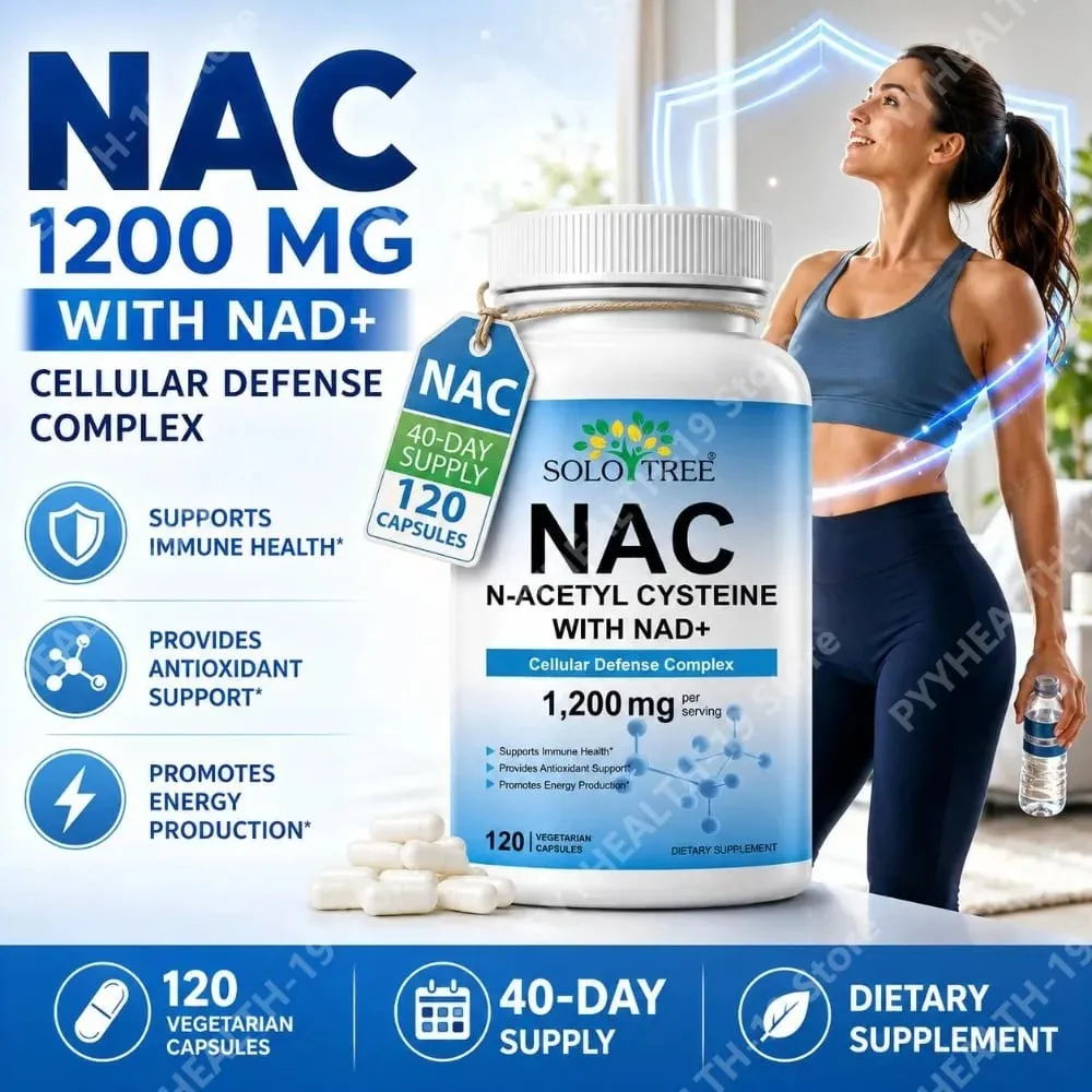 NAC N-Acetyl Cysteine Capsules 1200mg NAD+ For Cellular Immune & Antioxidant Energy Support Formula Adult 120 Count — image 1