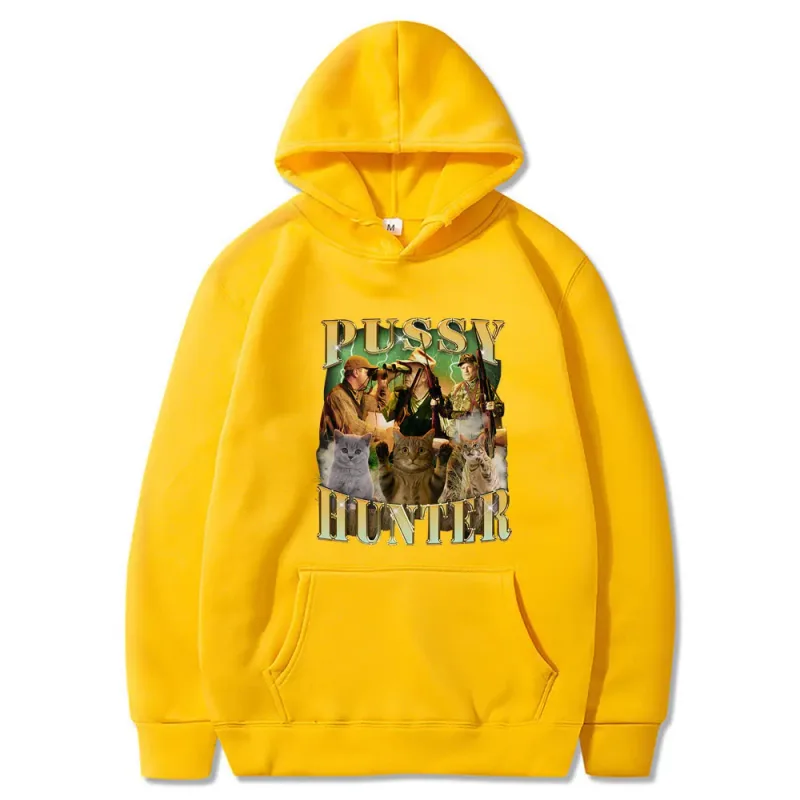 Pussy Hunter Funny Meme Cat Hoodies Men Women Casual Clothing Fashion Vintage Long Sleeve Oversized Style Streetwear Funny Wears — image 8
