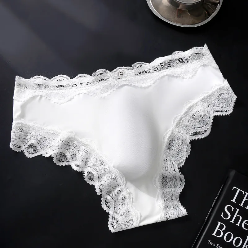 Male Full Lace Edge Briefs Back Bow Strap Ice Silk Satin Low Rise U Pouch Soft Breathable Men Underpants — image 21