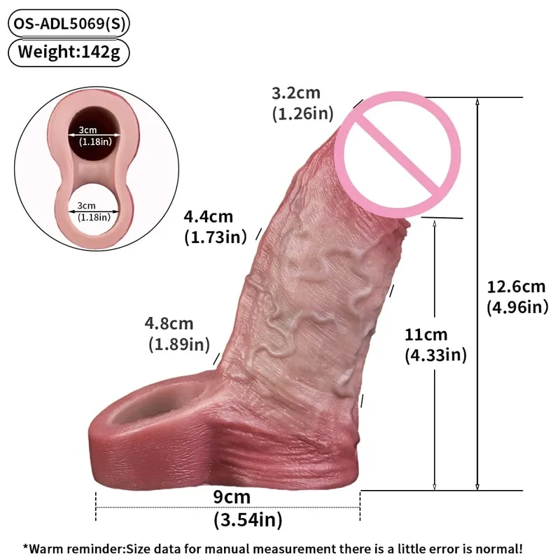 7.2in Realistic Penis Sleeve Reusable Penis Sleeve with Cock Ring Silicone Penis Enlarger Sleeve Male Adult Sex Toy for Men — image 29
