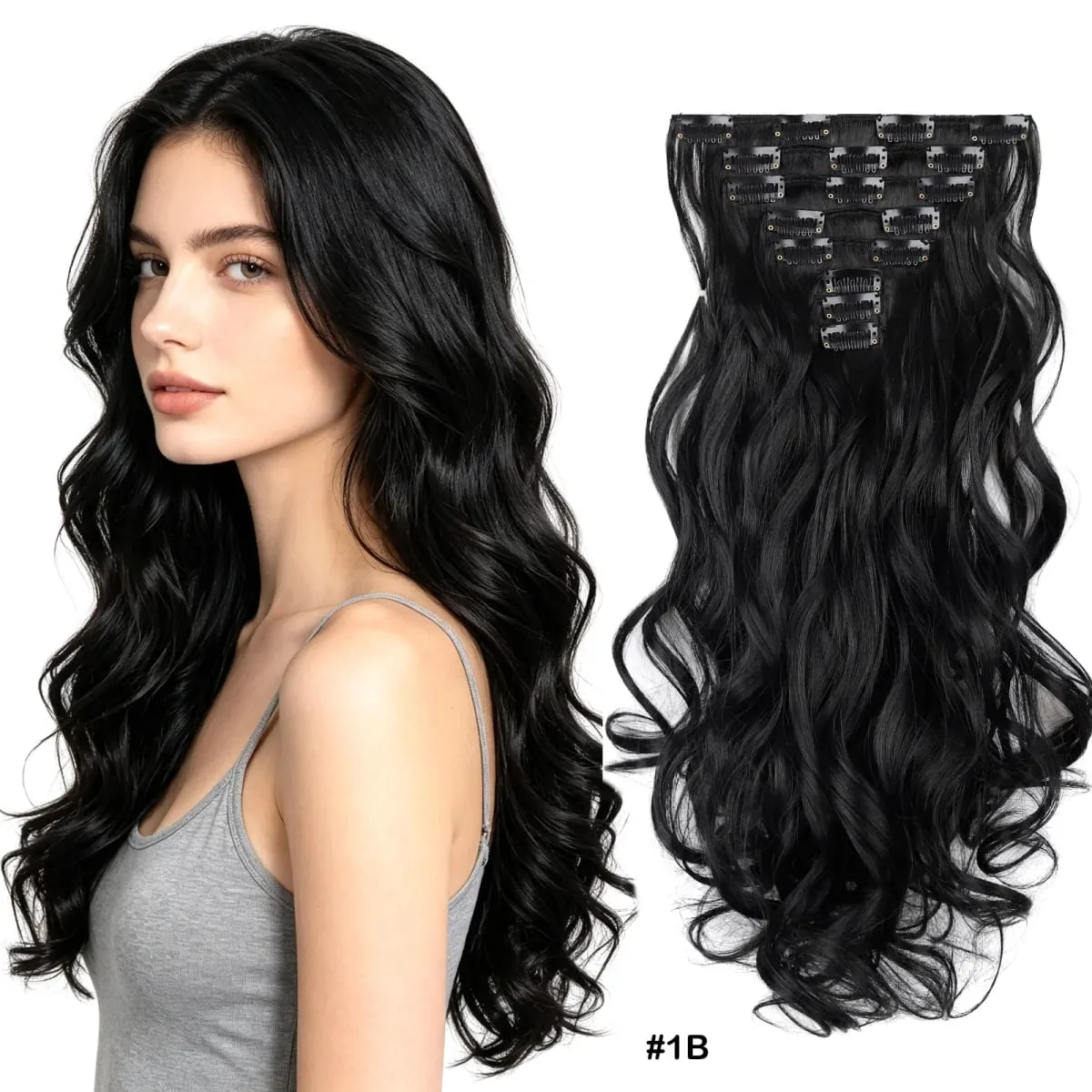 Wavy Clip in Hair Extensions 50cm Matte Synthetic Hair Pieces For Women Daily Party Hairstyle
