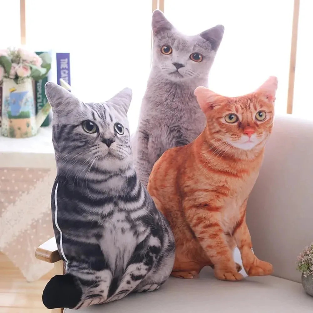 Plüsch Realistische 3D Katze Puppe Cartoon Gefüllte Simulation Katze Plüsch Kissen Weiche Kawaii Plüsch Tiere Spielzeug Kissen für Kinder mädchen — image 2