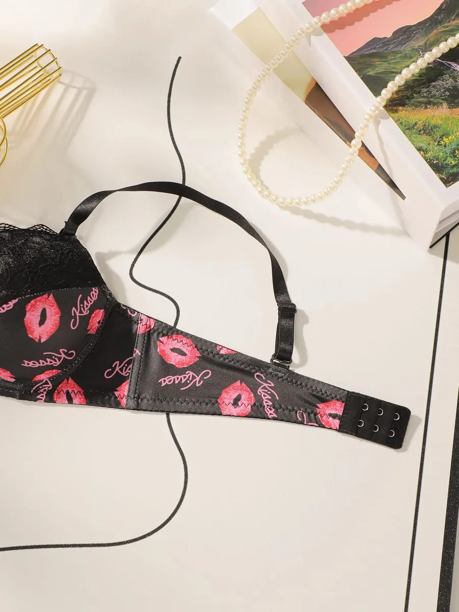Women High Quality Printed Patchwork Lace Sexy Lingerie Set Push Up Underwire Bra And Panty Set For Ladies Comfort Fit S-XL — image 4