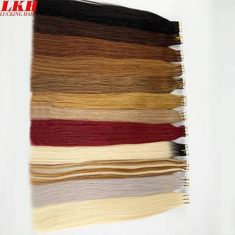 22 Inch Black Tape in Hair Extensions 100human Hair Russian Virgin 100% Remy Straight Double Drawn Tape in Extensions Human Hair — image 7