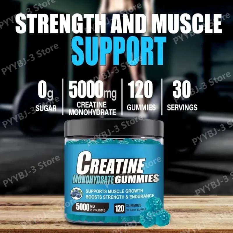 Creatine Monohydrate Infused Gummies with Vitamin B12 Muscle Growth Strength Pre-Workout Fitness Healthcare Supplement 120pcs — image 4