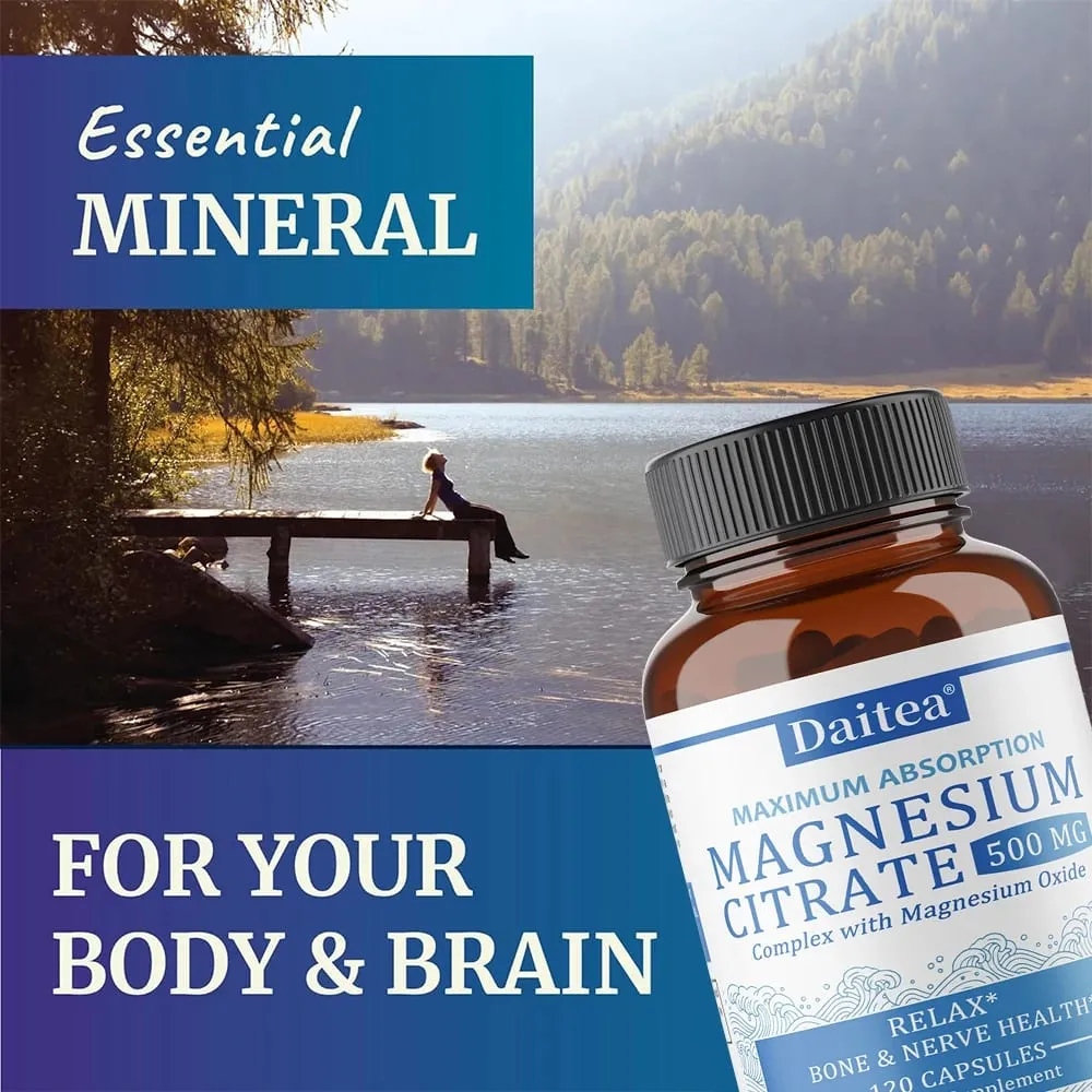 Magnesium Citrate Complex 500 MG for Calm Relaxation & Digestion Health Support - High Absorption Magnesium Supplement — image 2