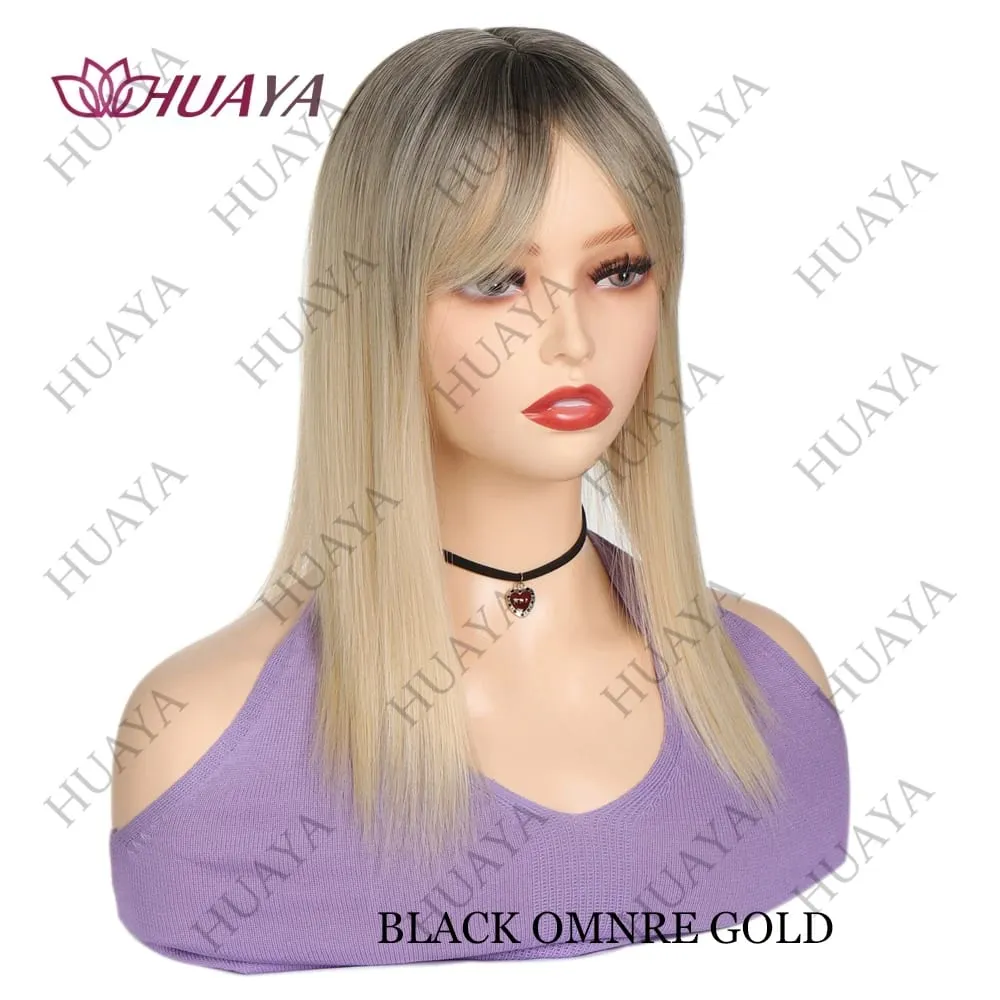 14Inch Hair Toppers for Women with Thinning Hair Heat-Resistant Synthetic Ladies Wiglets Toppers - Ombre Dark Root to Blonde