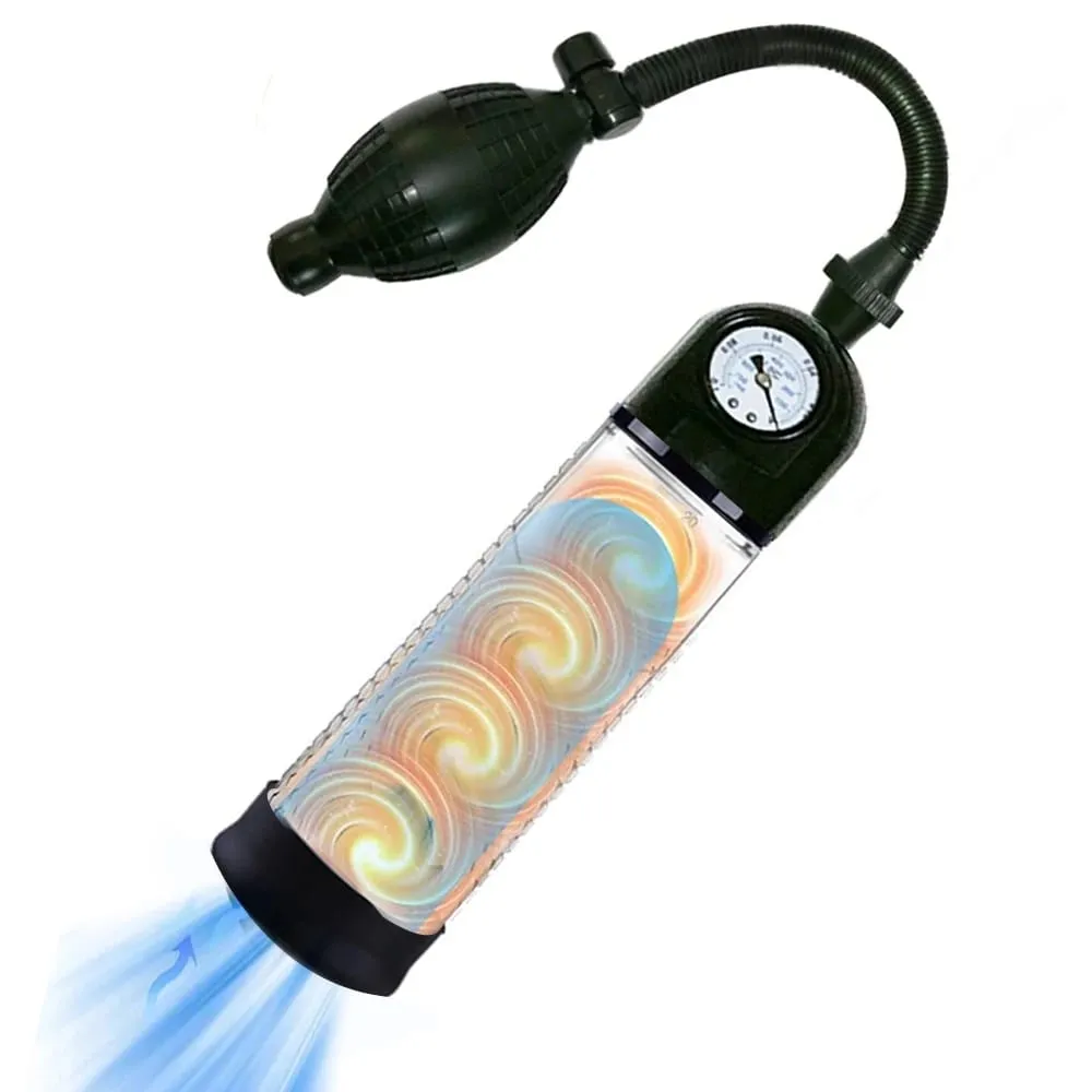 Penis Extender Enlarger Manual Vacuum Pump With Pressure Gauge Cock Exercises Training Device Stronger Bigger Ejaculation 18+ — image 1