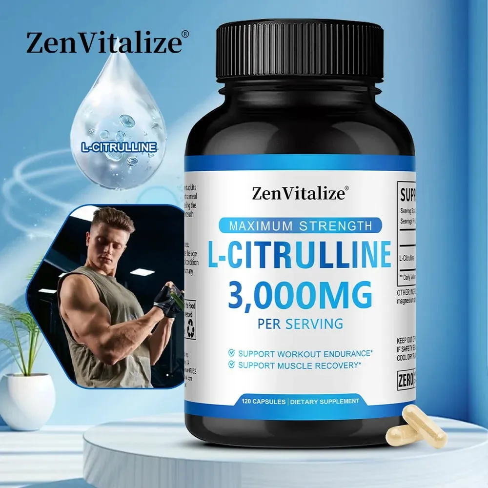 L Citrulline 3000mg Supplement Capsules for Men & Women - Muscle Recovery & Workout Endurance - Vegan Non-GMO — image 2