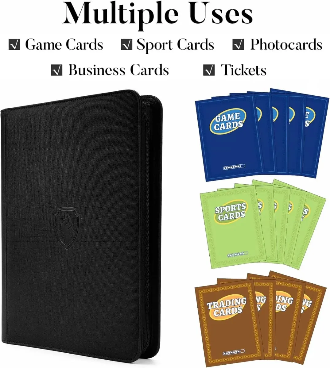Pasta de cartão com zíper de 9 bolsos 360 porta-cartões de negociação livro premium capa pu pasta com zíper para cartões cartão de carregamento lateral durável — image 4