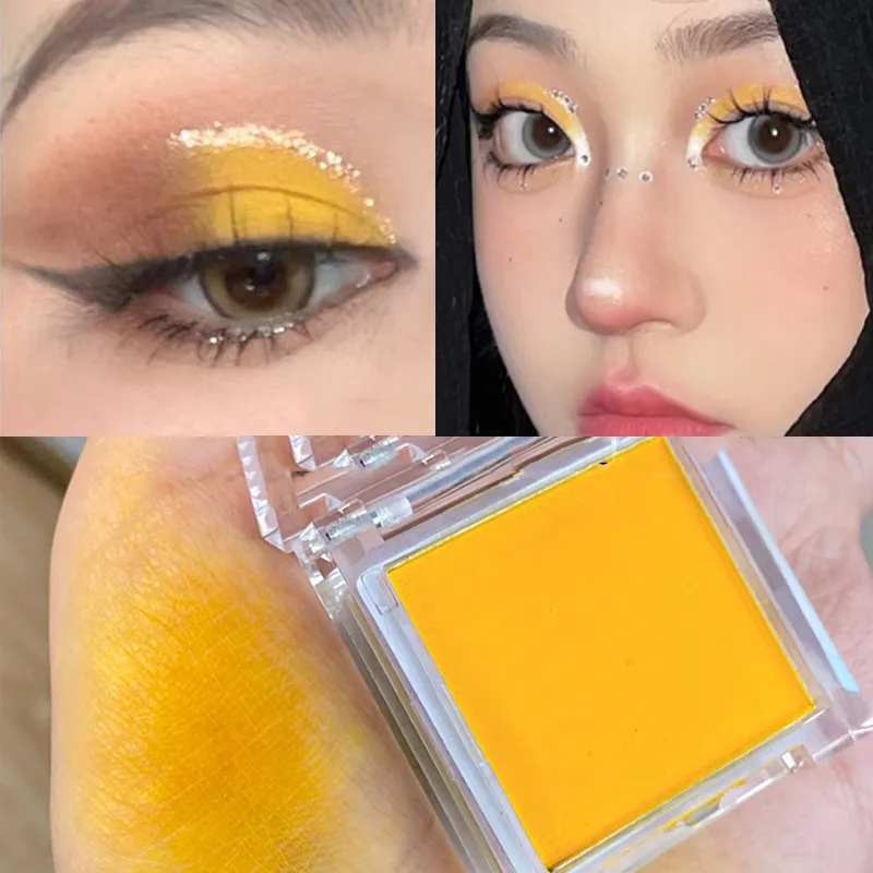 Green Mango Yellow Eyeshadow Matte High Pigment Eyeshadow Makeup Palette Soft Brightening Face Matte Velvet Eye Shadow Powder — image 4