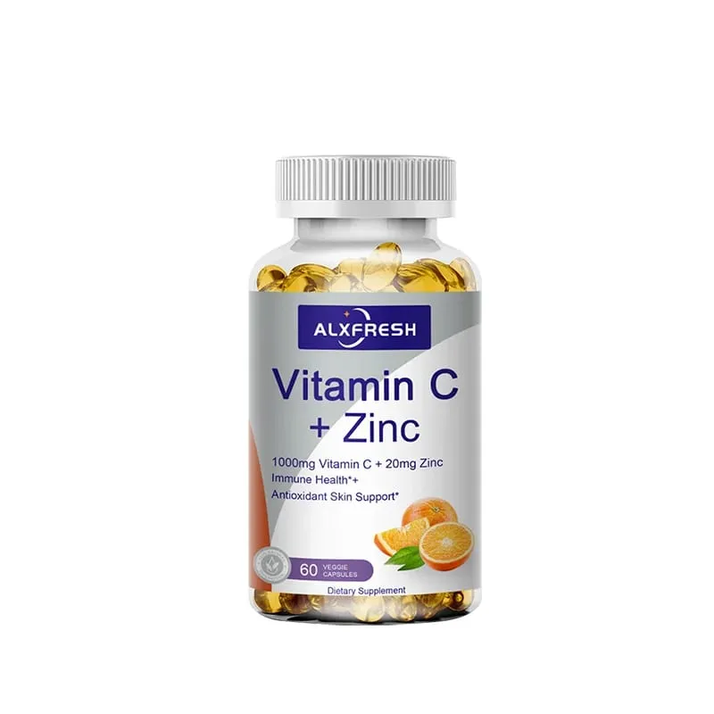 Alxfresh Vitamin C 1000 mg se zinkem 20 mg | Vitamínový doplněk stravy | Vegan bez GMO a bez lepku | pro Immune Support Caps