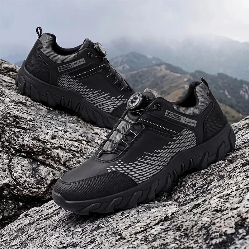 Men Casual Sneakers Rotary Buckle Quick‑Lace Mesh Patchwork Thick Non‑slip Sole Fashion Daily Male Shoes — image 5