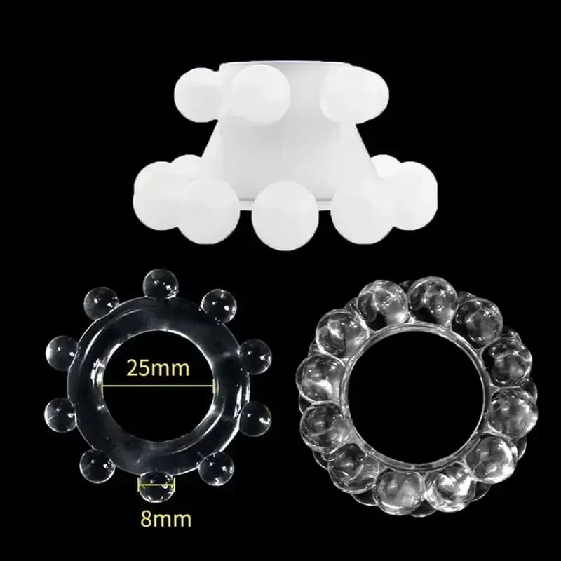 3pcs Stretchy Stay Hard Beaded Cock Ring Delay Ejaculation Trainer Scrotal Binding Ball Stretcher Silicone Cockring Men Sex Toys