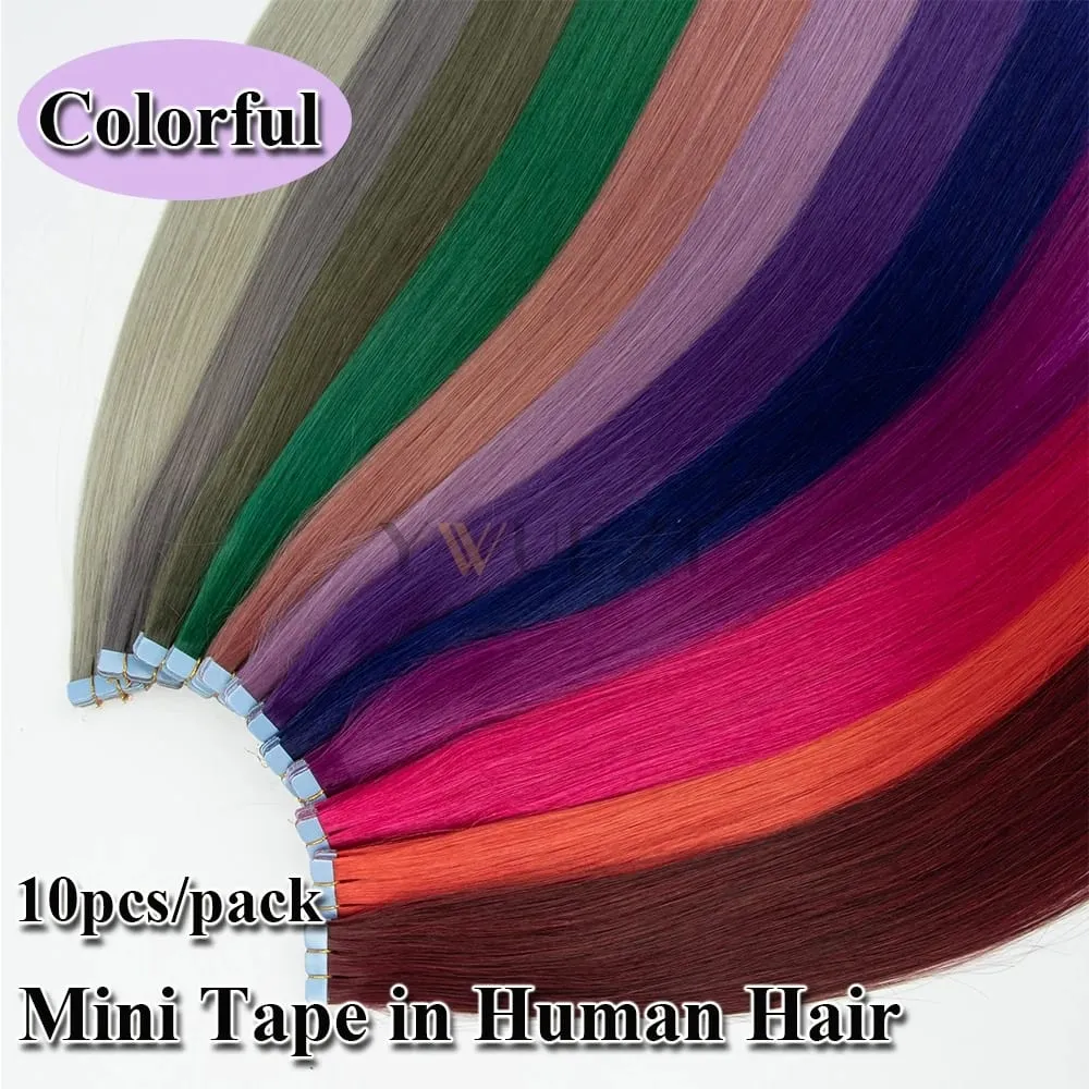 12-20 Inches Mini Tape in Human Hair in Fancy Colors Natural Straight Seamless Tape Hair Extensions for Outlet Hairstyles — image 2