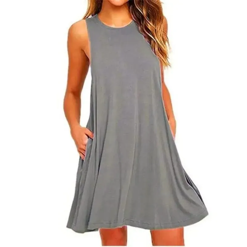 Phụ Nữ Đen Trắng Mùa Hè 2025 Polyester Nữ Tay Ngắn Cổ Tròn Áo Dáng Rộng Đầm Nữ Phố Bohemia Đầm vestidos