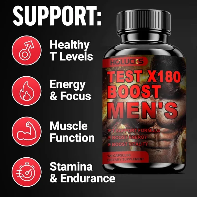 Natural Male Test Booster Supplement with Boron & Vitamin Blend Support Vitality Stamina Endurance & Physical Vigor