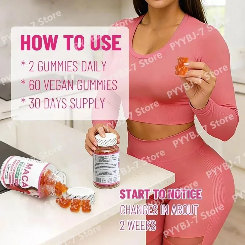 Vegan Maca Gummies Natural Plant Extract Energy Support Energy Hip Curves Support Daily Nutritional Supplement