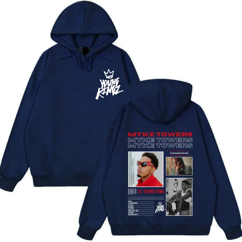 Myke Towers Young Kingz 2026 Album Tour Print Pullover Men Women Fashion Sweatshirts Winter Casual Long Sleeves Hip Hop Hoodie — image 4