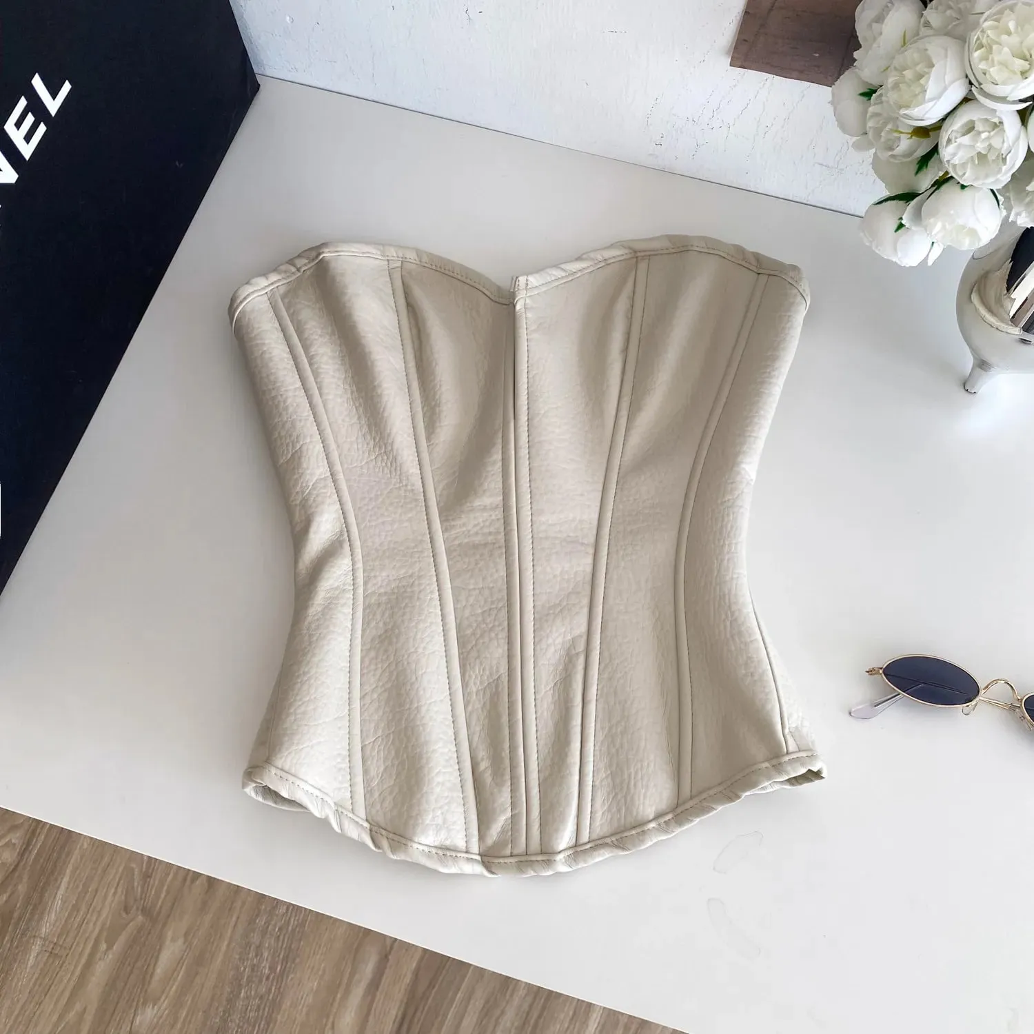 Sexy Pu Slim Tube Top Chic Strapless Crop Top Korean Fashion Corset Bustier Camis Women Tank Top — image 9