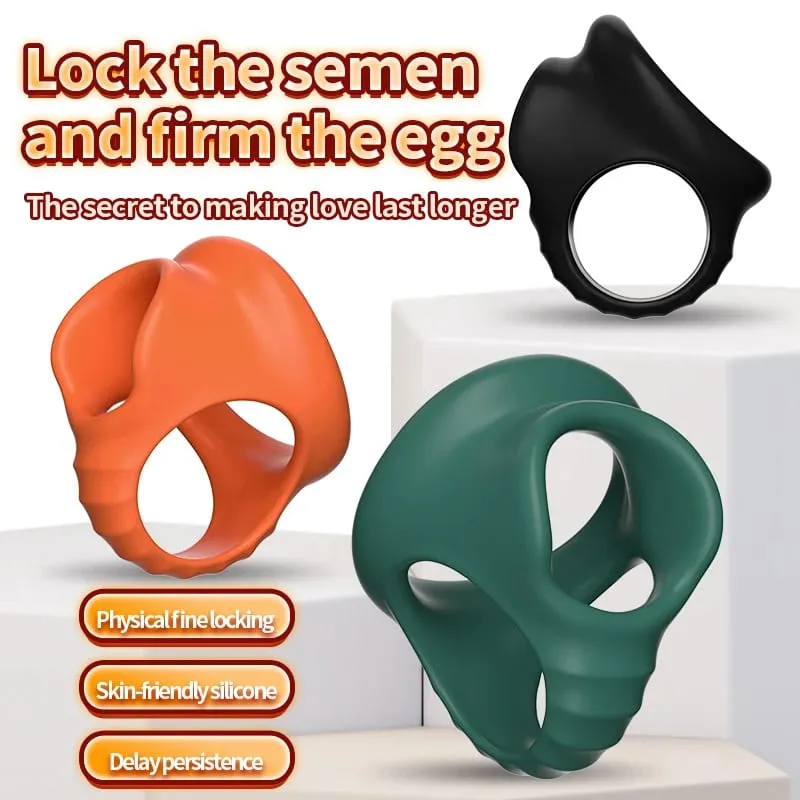Soft Penis Ring Reusable Delay Ejaculation Lasting Scrotum Lock Ring Ball Scrotum Stretcher Triple Testicle Lock BDSM Sex Toys — image 2