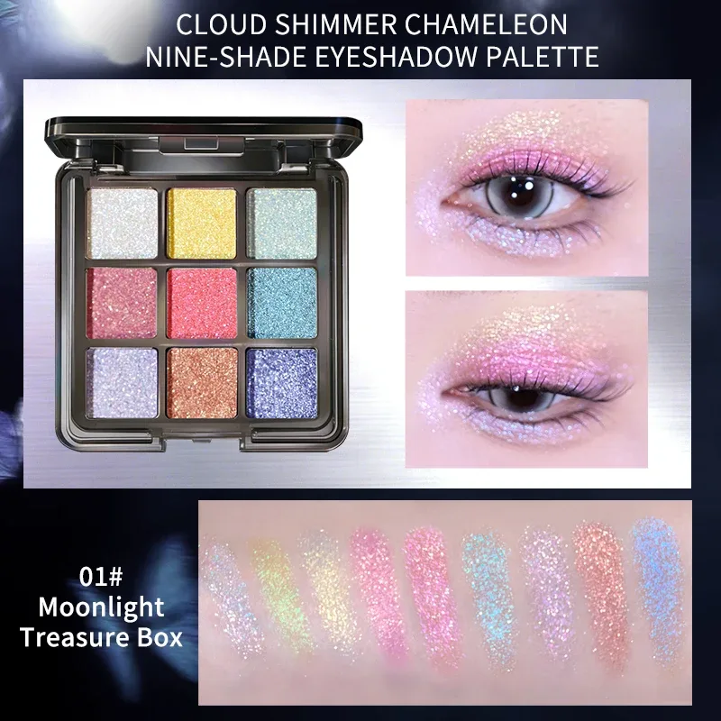 Yunyi Chameleon Nine Color Eye Shadow Disc Polarized Flasher Pearlescent Eye Shadow Multi Color Colorful Makeup