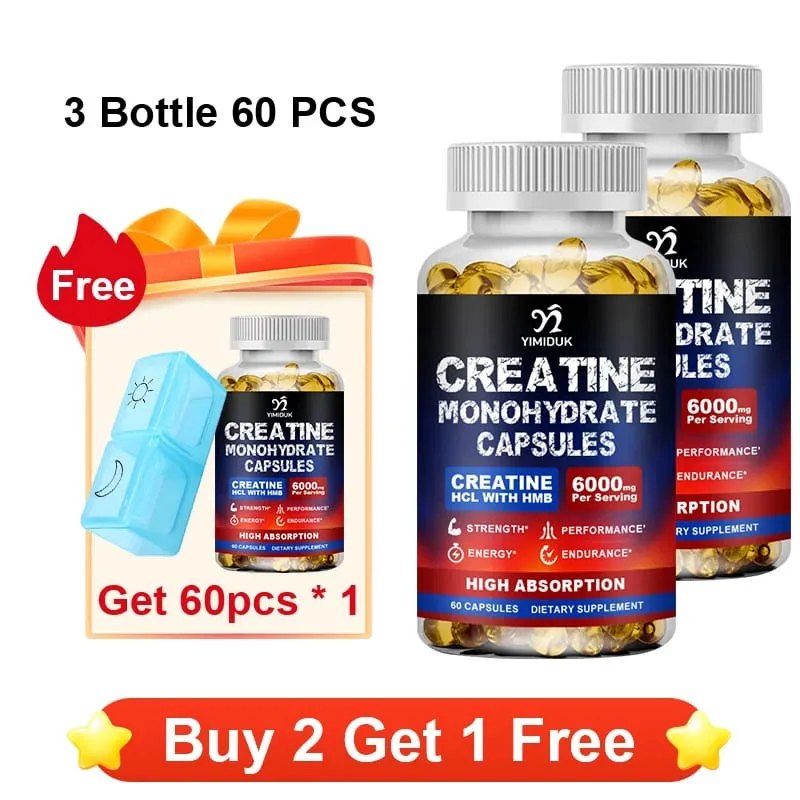 Cápsulas de creatina de alta absorción con creatina mixta, vitamina E, estimulan el crecimiento muscular, extienden el entrenamiento y aceleran la recuperación