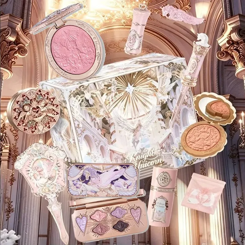 Flowerknows cavaleiro unicórnio coelho jardim conjunto de presente blush pequeno anjo iluminador paleta de sombra tudo-em-um kit de maquiagem facial caixa — image 3
