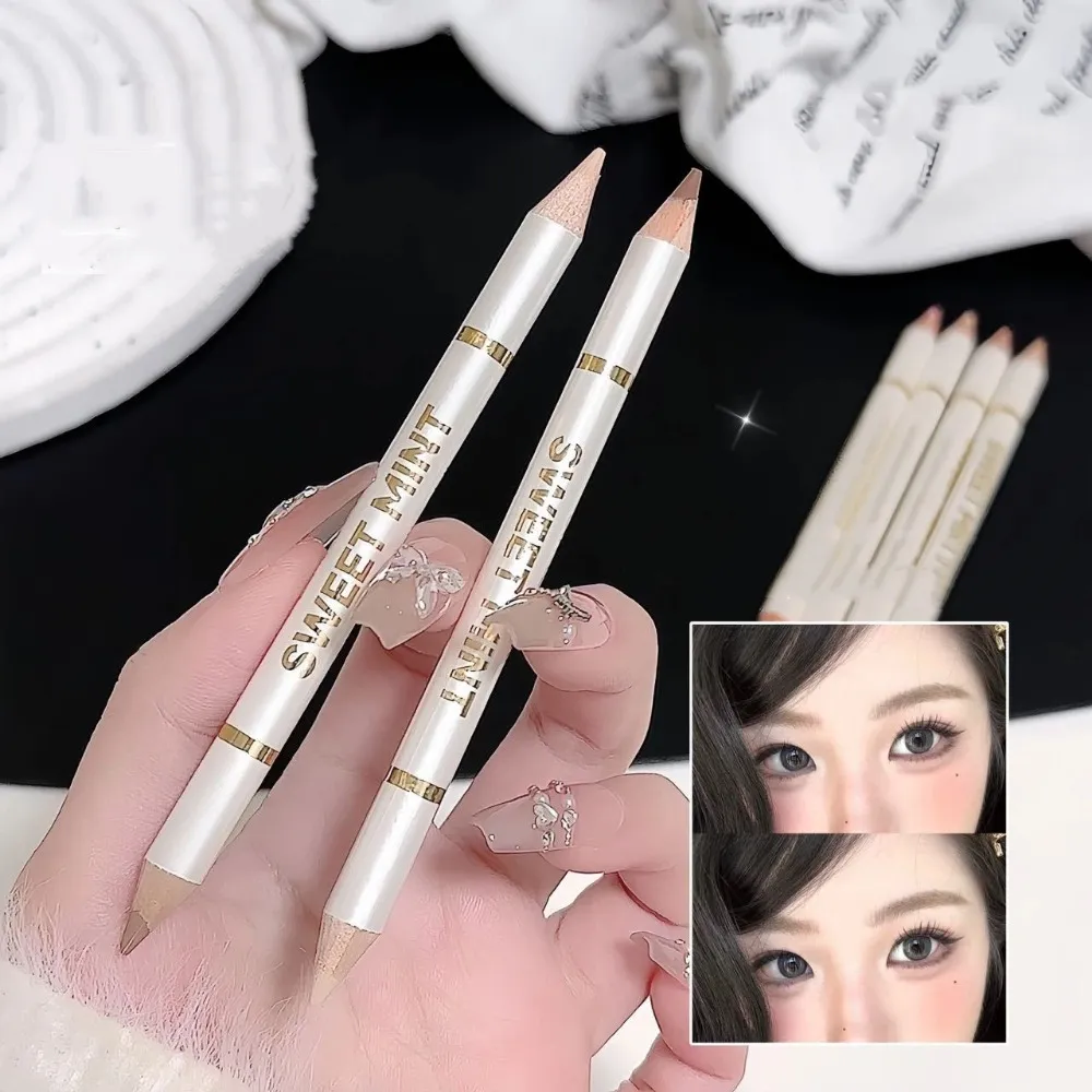 Double-ended Silkworm Eyeliner Shadow Pen 2 in 1 Nude Pink Brightening Highlighter Makeup Pencil Lasting Waterproof Eye Makeup — image 3